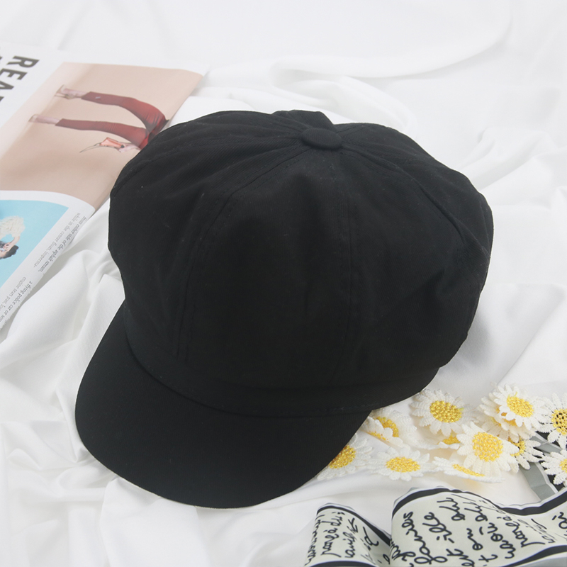 Sombrero de boina octogonal Para Mujer, Boina blanca y negra, , otoño e invierno, Boina a la