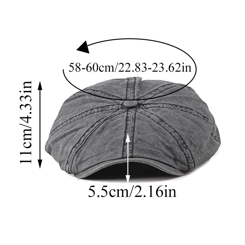Boina de algodón lavada Vintage para hombre, gorra plana informal para exteriores de Newsboy, gorras con visera de Color sólido de , sombreros británicos