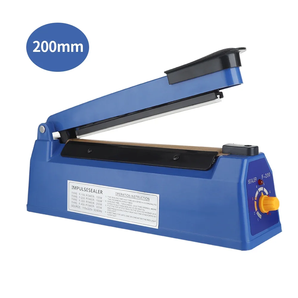 Sellador de impulso, máquina selladora de calor Manual para bolsas de plástico de 8 pulgadas, selladores de bolsas de envoltura retráctil, sellador al vacío, máquina de envasado de alimentos: Enchufe europeo