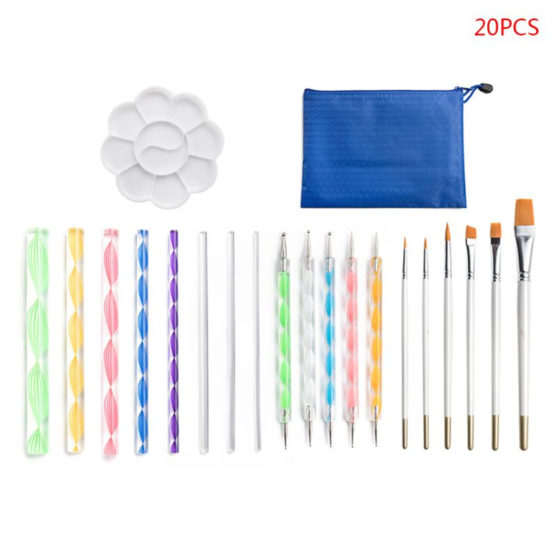 47 teile/satz Mandala Punktierung Werkzeuge für Malerei Felsen Stein Stift Schablone Schablone Pinsel Tablett Bausatz