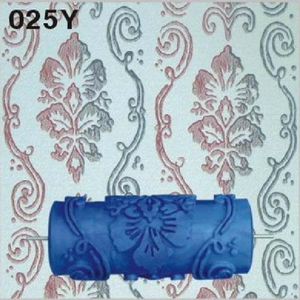 Blomst tekstur blå maleri rulle maling maskine væg dekoration indretning diy gummi dekorative væg mønster rulle wallpa: Rød