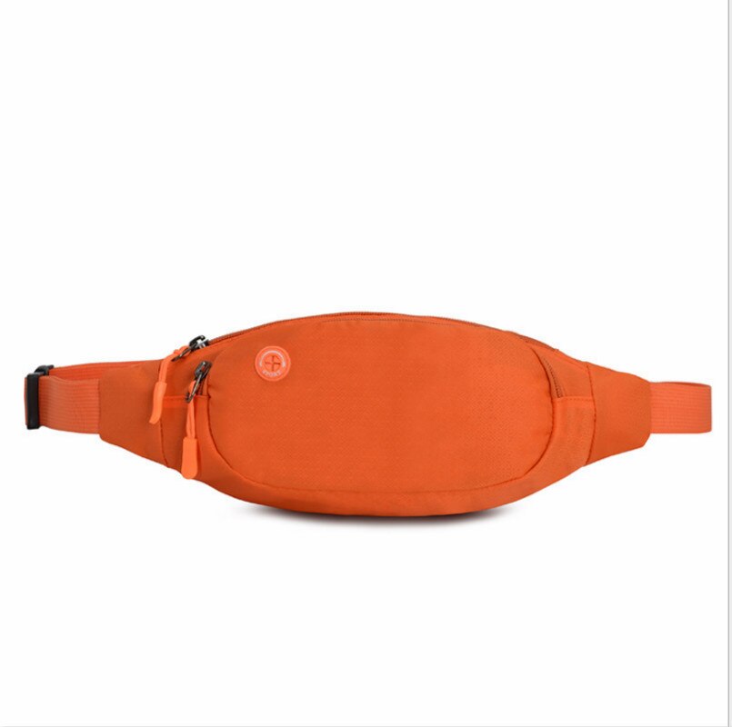 Casual unisex fanny pack ensfarget utendørs sport løping midjeveske brystveske belteveske + hodetelefonhull: Oransje