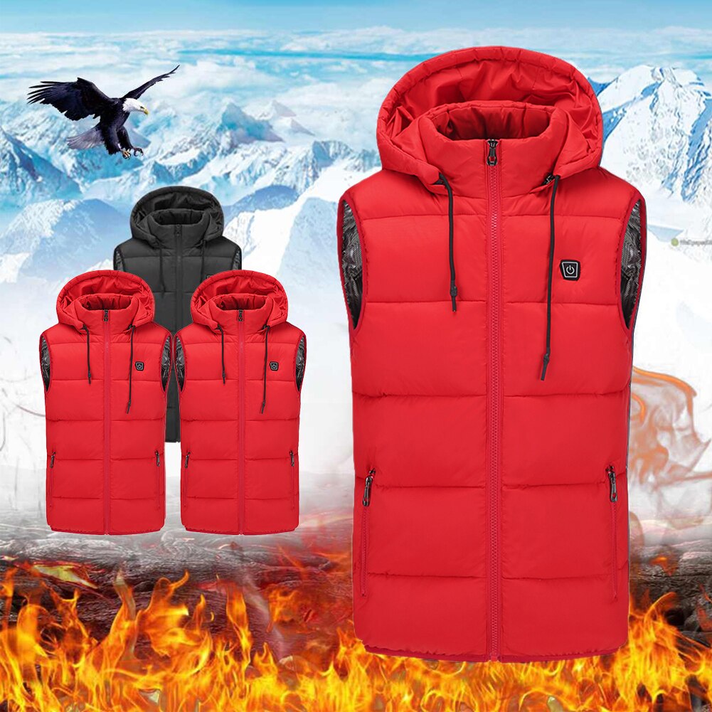 Mens Vrouwen Verwarmde Jassen Outdoor Vest Jas USB Elektrische Batterij Lange Mouwen Verwarming Hooded Jassen Warm Winter ThermalClothing