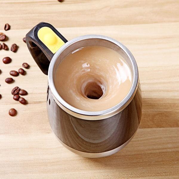 Taza de auto agitación 401-500 Ml taza de mezcla antiquemaduras magnetizada de acero inoxidable con tapa taza de mano MugWirh tapa para café leche