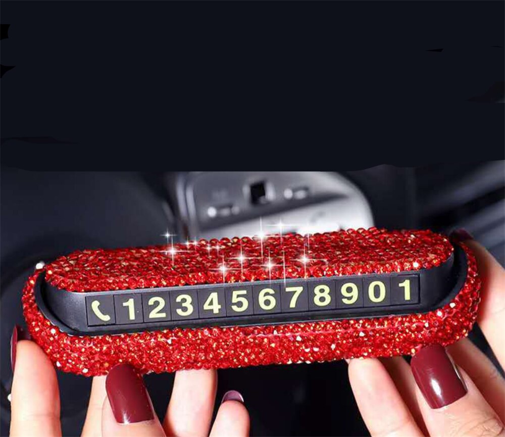 Car phone number plate universal personality decoration DIY for Toyota Yaris Hiace Prius V Hilux Land Tacoma Tercel Tiara Van: Red