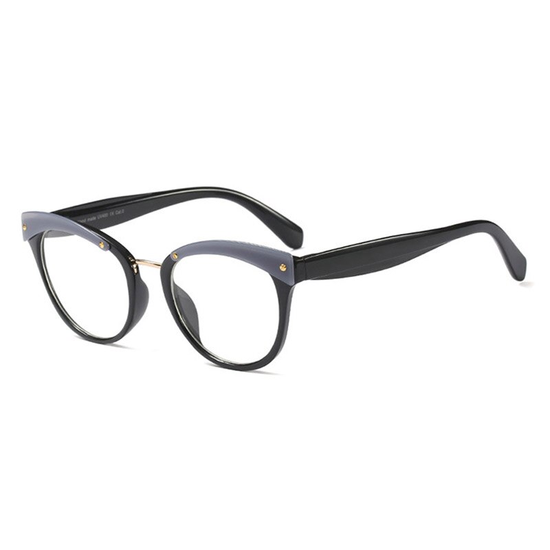 Feminino browline design óculos ópticos prescrição acetato aro óculos para óculos de aro grande quadro moda estilos 92163: Black