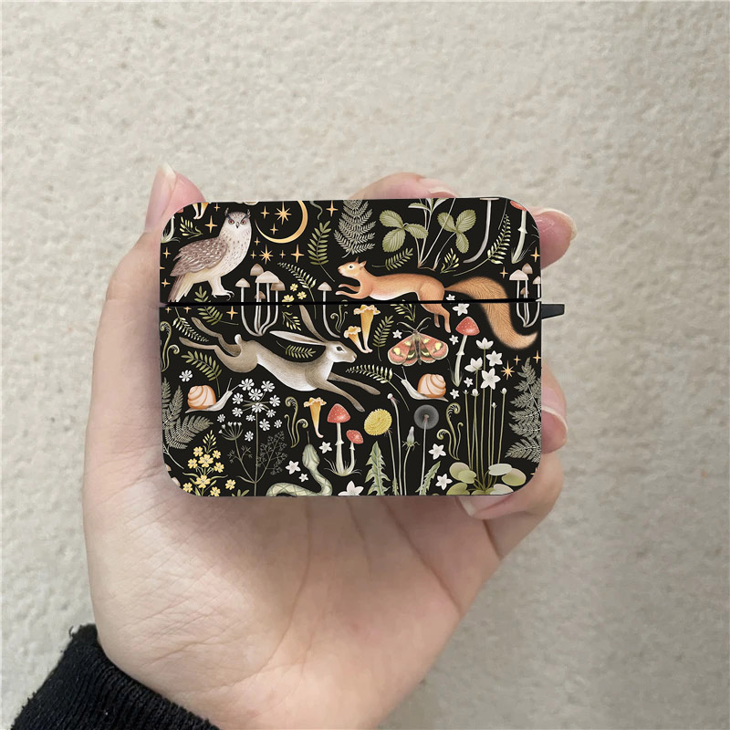 Étui AirPods 1, 2, 3, Pro 2, noir, animal, floral, étui pour écouteurs Bluetooth sans fil Apple: S / MARRON