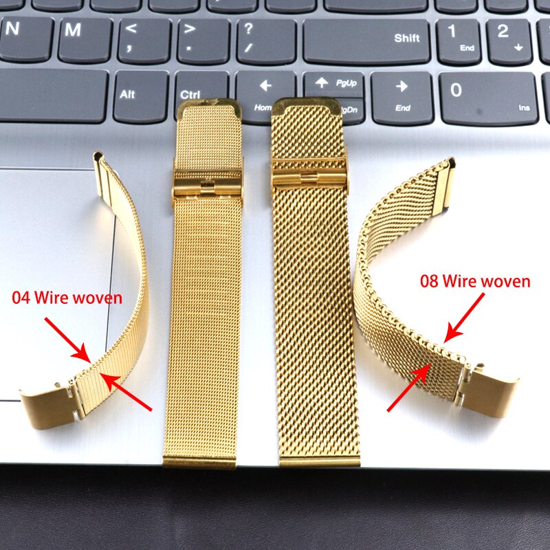 Strap 20mm 22mm Stainless Steel Milanese Watch Band Women Mesh Belt Replacement Strap Black Gold Rose Gold Silver Blue for DW