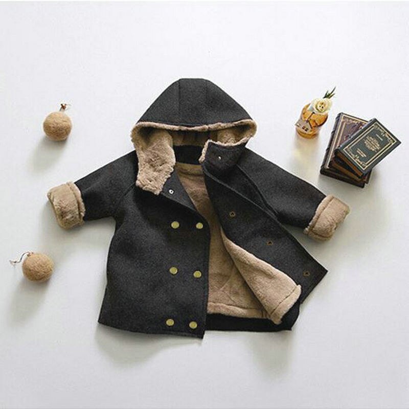 Manteau garçon Super doux laine matière brossé et épais manteau hiver vêtements pour enfants