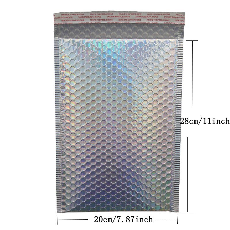 50 PCS/Lot Rose Gold Plastic Bubble Envelopes Bags, Padded Envelope, Waterproof Bubble Bags: Rainbow 20x28cm
