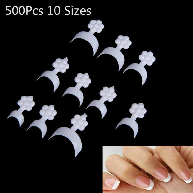 French chip-proof manikyrsett 100/500 stk fransk nail art korte tips akryl uv gel falske tips halvpasta korte falske negler