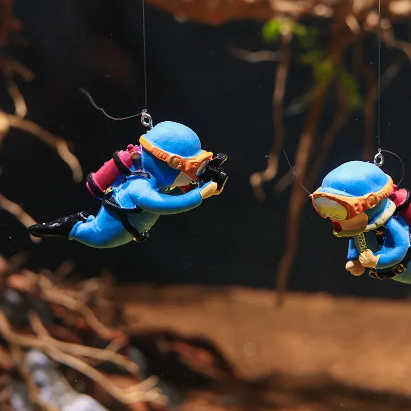 Kawaii Żywica płetwonurek Ozdoby Akwariowe Ciekawa Pływająca Dekoracja Sztuczna mini nurek Akcesoria robić akwarium