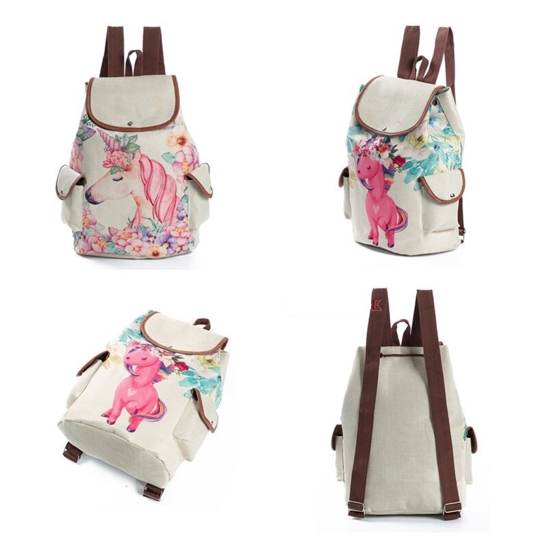 Miyahouse Unicorn Stampato Donne del Sacchetto di Viaggio della Tela di Canapa Zaino di Alta Qualità di Lino Con Coulisse Materiale Mochila Zaino