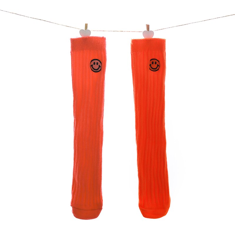 Chaussettes montantes en coton pour enfants et adolescents, bas bon marché, à la , pour filles et garçons: Orange