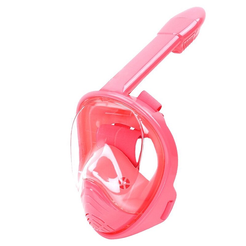 Full Face Snorkel Mask - 180° Panoramic View - Anti-Fog, Anti-Leak - Foldable Design for Kids: Pink