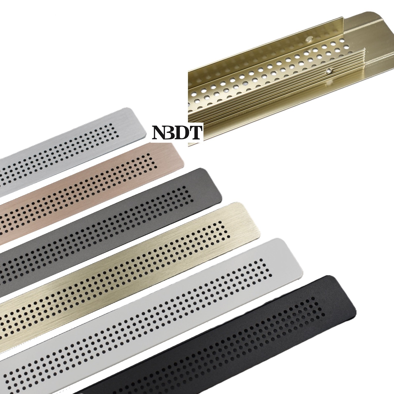 Grille d'air rectangulaire en aluminium pour meubles, couvercle de Ventilation avec trous en nid d'abeille, motif pour placard, 2 pièces