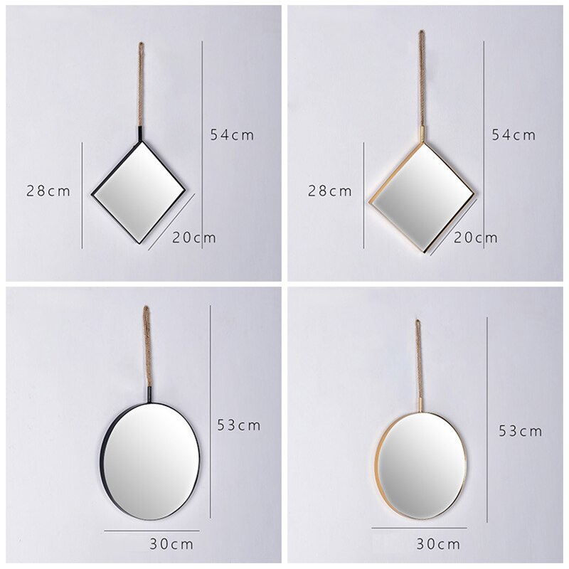 Hängande rund vägg dekorativa speglar sovrum solid bambu spegelram badrum flickor dekorationsrum spegel justerbar heminredning