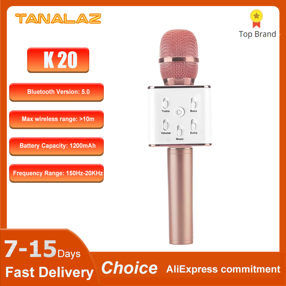 TANALAZ K20 mikrofon do karaoke mikrofon bezprzewodowy Bluetooth z magicznym dźwiękiem LED Light przenośna maszyna do śpiewania na prezenty na imprezę domową