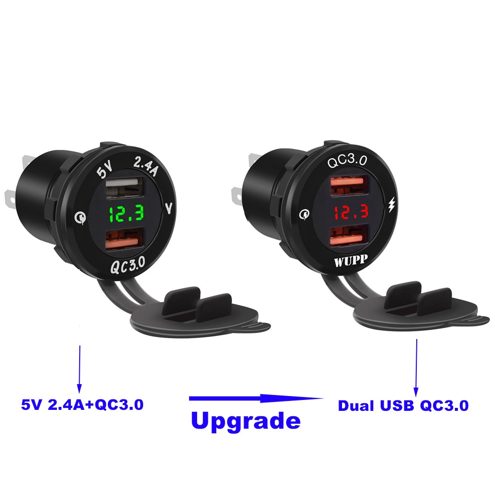 QC3.0 Dual Usb Splitter Autolader 5V 2.4 Een Uitgang Met Led Light Power Adapter Voor Auto Motorfiets boot Atv 12 V-24 V