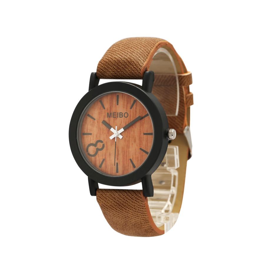 Relojes de negocios de estilo Vintage y Natural para hombres y mujeres, relojes de pulsera de madera informales con correa de cuero de Color madera para amantes de los relojes masculinos