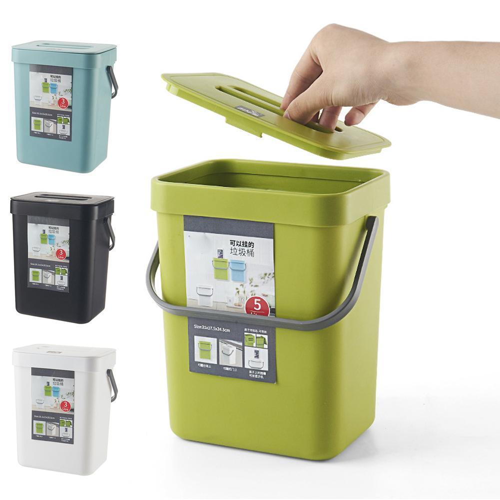 3/5L Wall Mounted Folding Waste Bin Kitchen Cabinet Storage Bin Garbage Door Accessories Can Car Trash Kitchen Trash Hangin O0X2