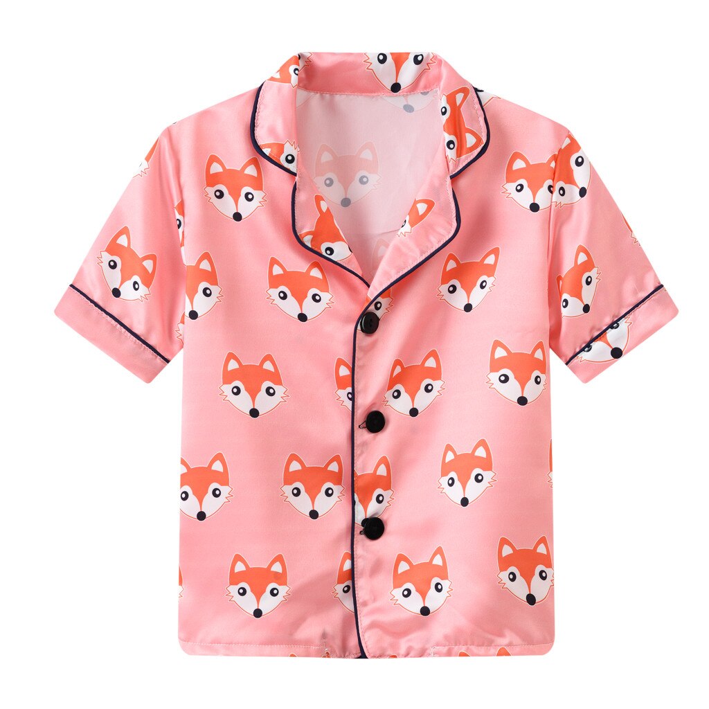 Children Kids Boy Girls Cartoon Pajamas Toddler Baby Sleepwear Set Cute Fox Printed Short Sleeve Shirt Shorts Set Pyjama Enfant