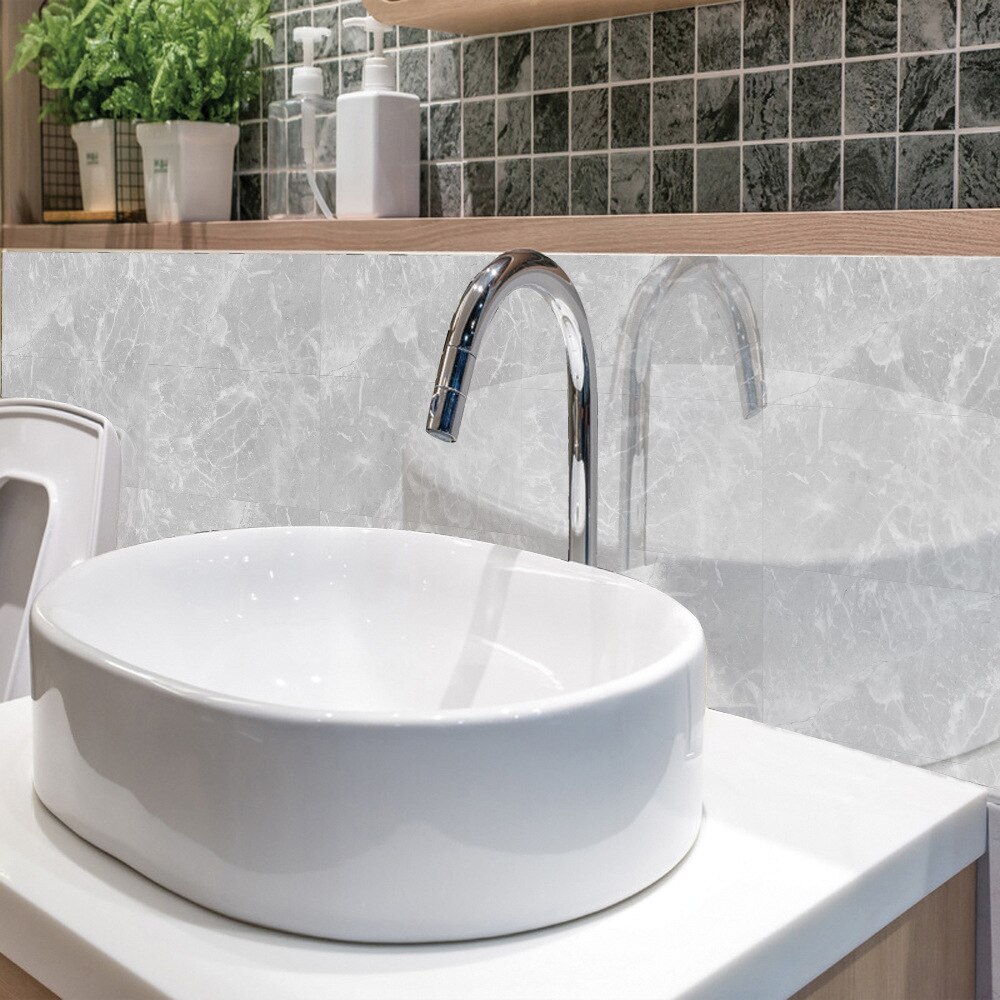 Tile Wall Sticker Marble Ceramic Self Adhesive PVC Waterproof 3D Stickers for Kitchen Bathroom Decor Peel and Stick Mural Panel