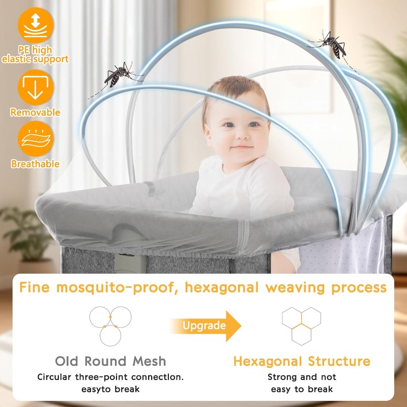 Bassinet Cover Mosquito Net Cover Bassinet Bedside Sleeper Travel Crib To Keep Cats Baby Out Breathable Stroller Net with Zipper