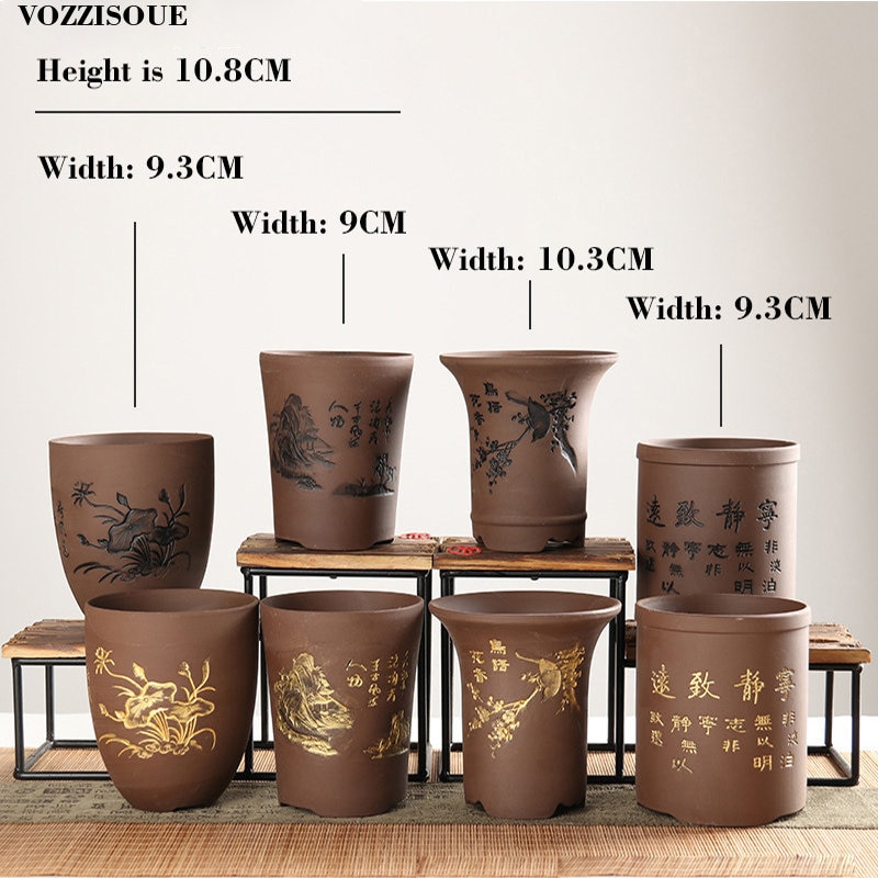 Håndlavet indendørs plante bonsai saftige keramiske potter kinesisk vase terra cotta potter keramik blomsterpotter dekorative potteblomster