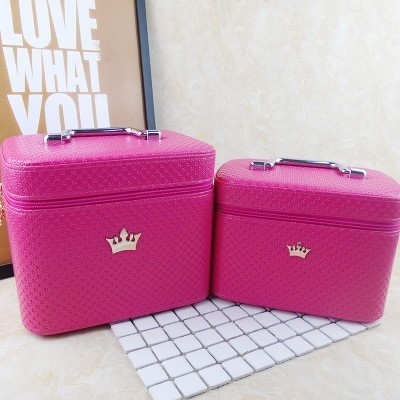 Vrouwenkroon grote capaciteit make-up organizer draagbaar beroep cosmetische tas schoonheidsborstel opslag was toiletartikelen: 2 stuks rozenrood