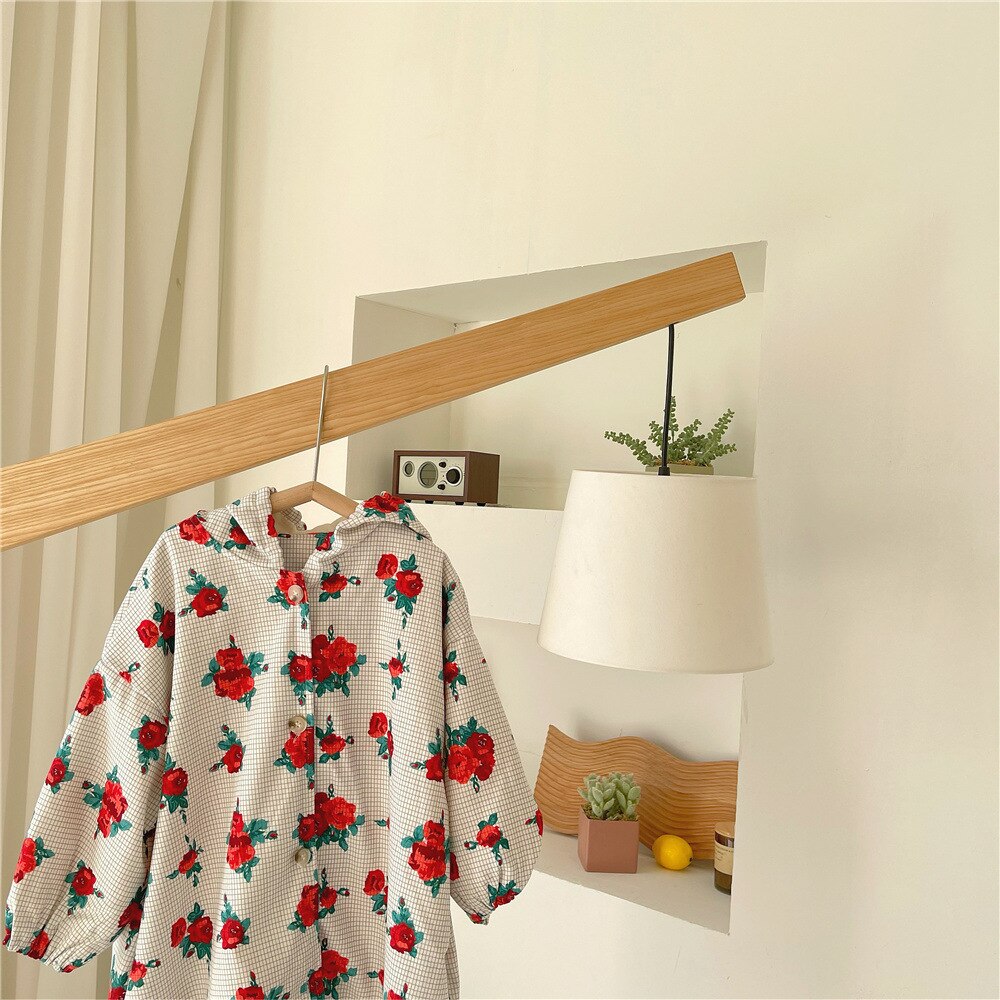 Spring 2022 Flower Trench Coat Luxury Teenage Girls Clothing All-match Clothes for Teenagers Boutique Kids Clothing