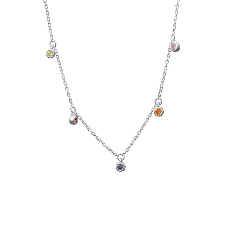 Inzatt Real 925 Sterling Zilver Zirkoon Ronde Choker Ketting Voor Mode Vrouwen Party Hiphop Fijne Sieraden Geometrische Accessoires: silver