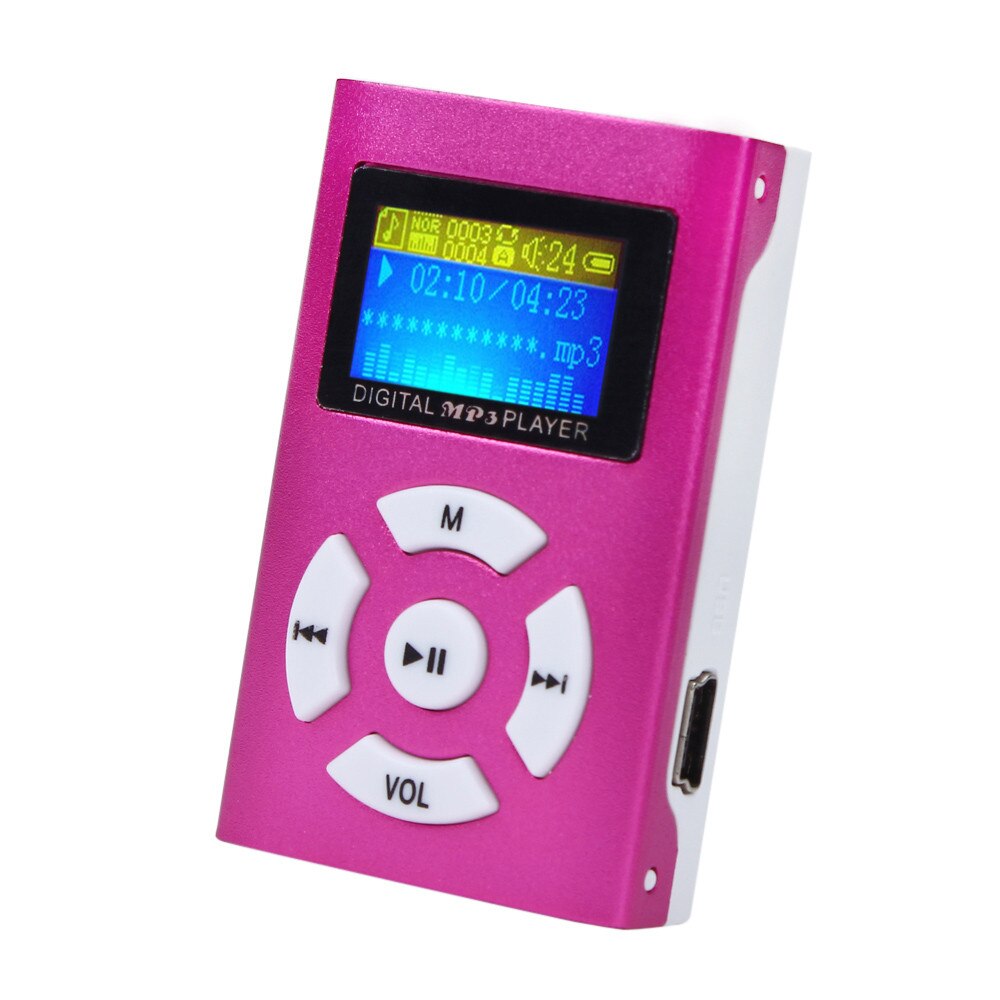 MP3 camiseta nueva venta de USB Mini reproductor MP3 pantalla LCD soporte 32GB Micro SD TF tarjeta deportivo compacto 605 #: D