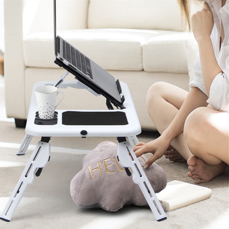 High foldable multifunctional notebook computer stand with USB radiator desktop height adjustable small computer desk