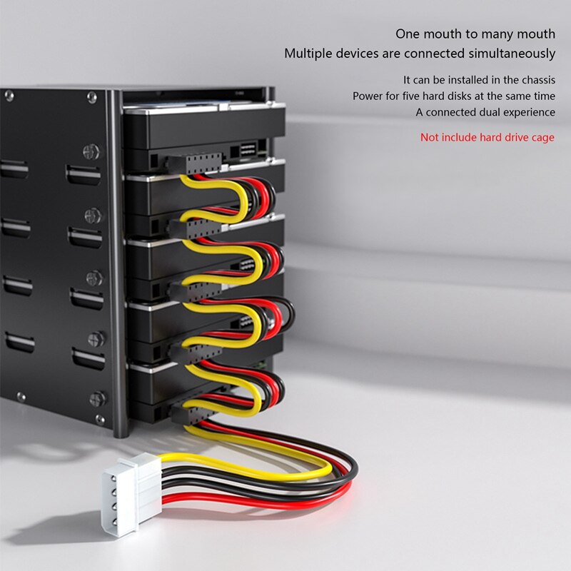 Sata Power Cable Splitter Kabel 1 Om 5 Hard Drive Disk Kabel 4 Pin Naar 15 Pin Voeding Splitter kabel Cord