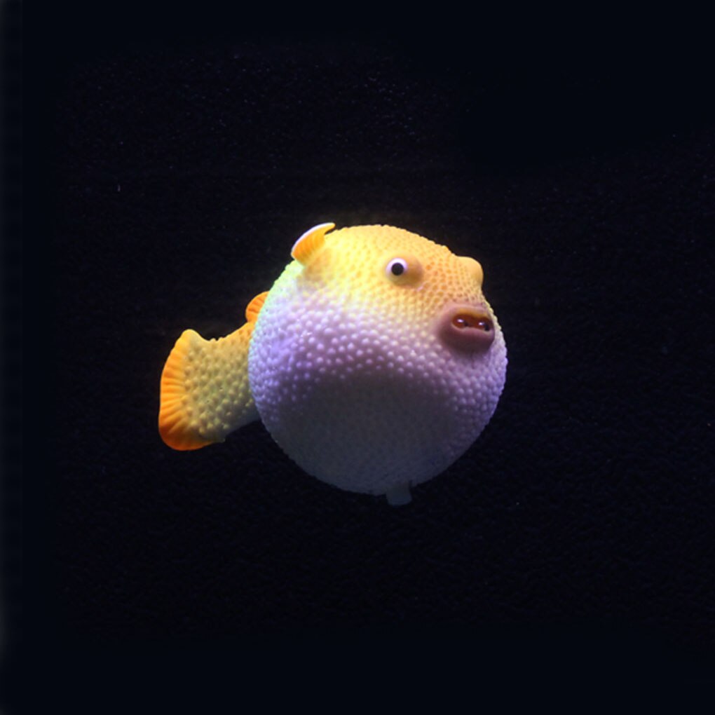 Landscaping Small Aquarium Puffer Fluorescent Simulation Puffer Fish Tank Decoration