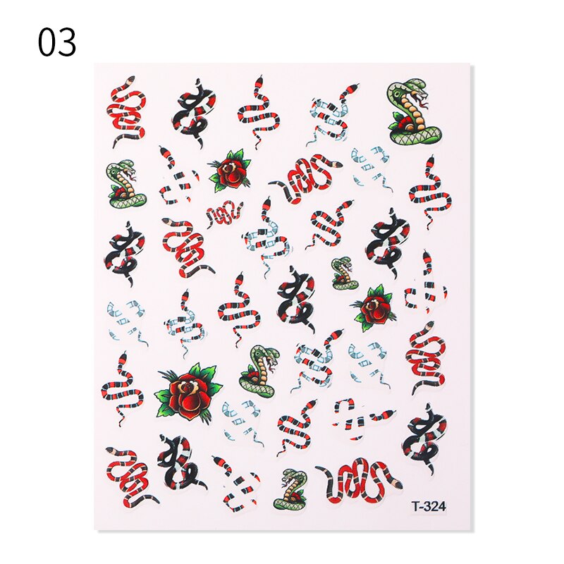 Zwart Kleurrijke Snake Designs 3D Nail Stickers Sexy Geometrische Lepard Nail Stickers Diy Nail Art Decorarion: 03