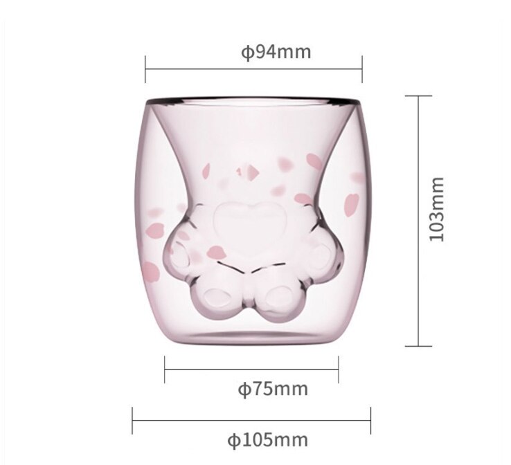 1 stuks hittebestendige dubbelwandige glazen kattenklauwbeker koffiemok handgemaakte dubbellaagse anti-verbranding melkbekers: Default Title