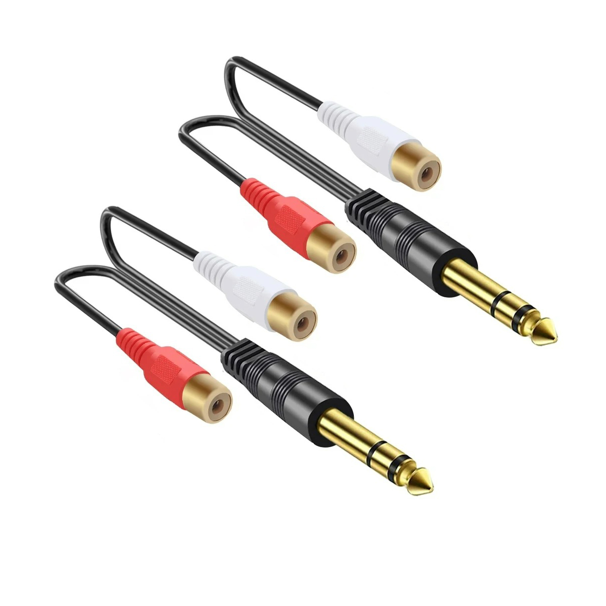 1/4 inch TRS-aansluiting naar 2 RCA R/L Y-splitter Stereo audiokabel 0,3 m Dual RCA naar 6,35 mm adaptersnoer voor versterker mixer luidspreker: YELLOW