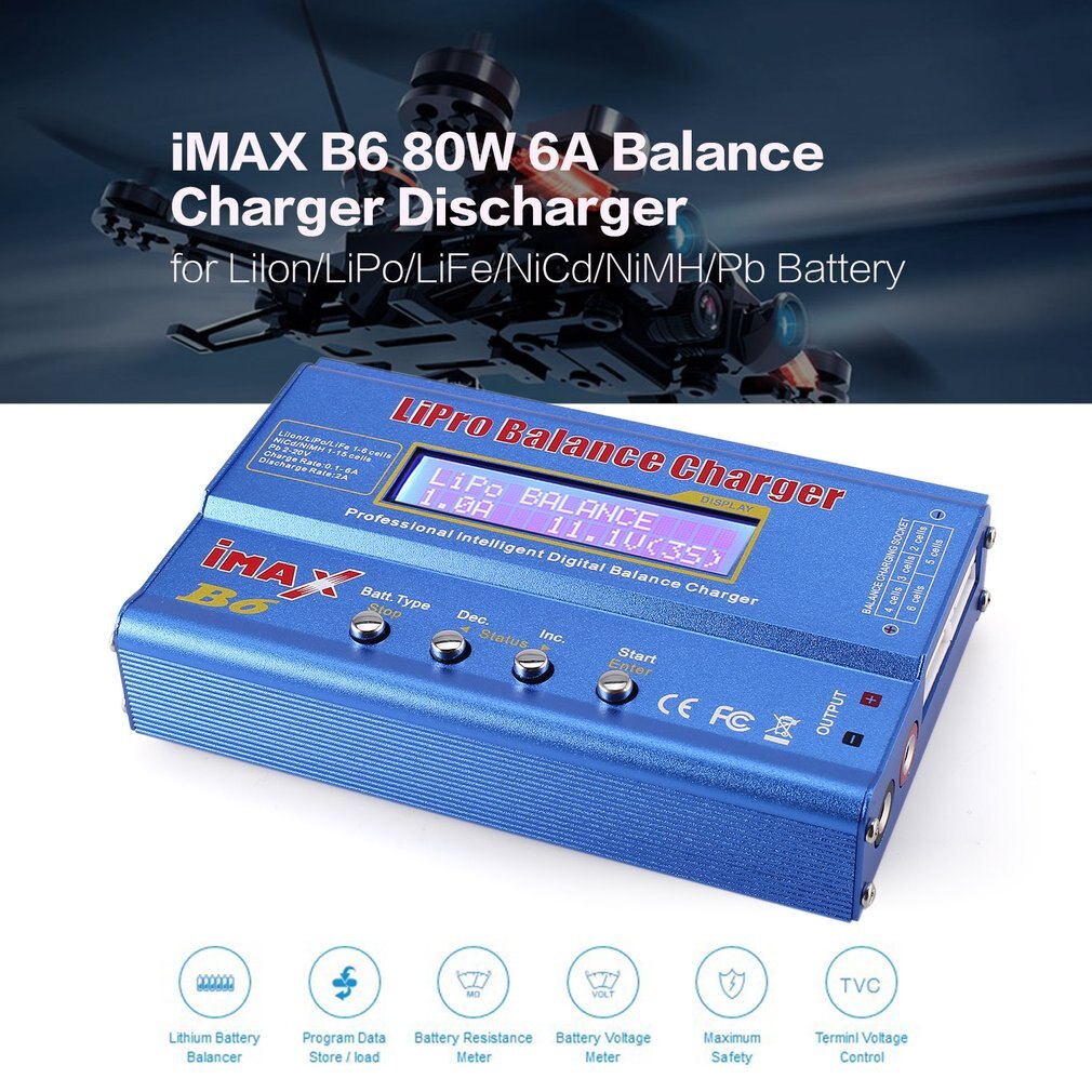 Original iMAX B6 80W 6A Lipo NiMh Li-Ion Ni-Cd RC Balance Ladegerät 10W2A Entlader mit 15V/6A AC/DC Adapter für RC ModelBattery