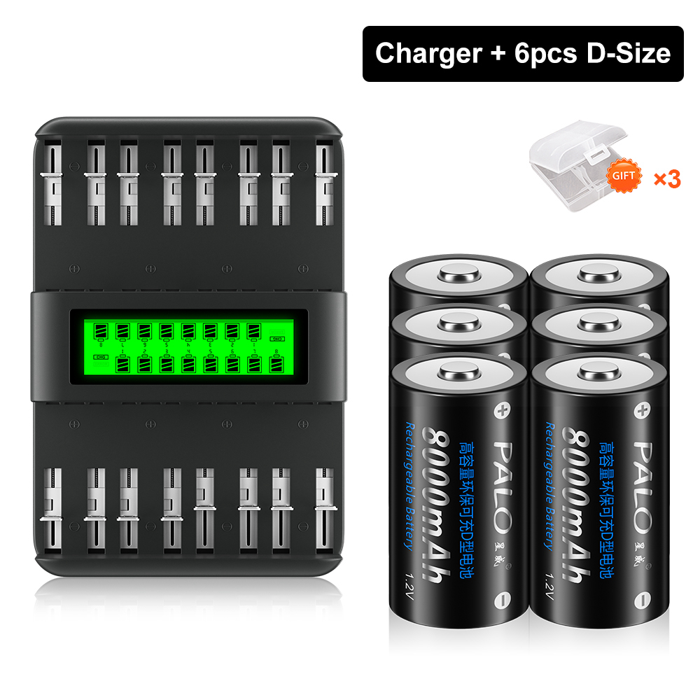 Batterie ricaricabili di dimensioni D LR20 Ni-mh 1.2V 8000mAh batteria con 16 fessura 1.2V AA AAA C D dimensioni Ni-mh Ni-CD caricabatteria: Colore rosa