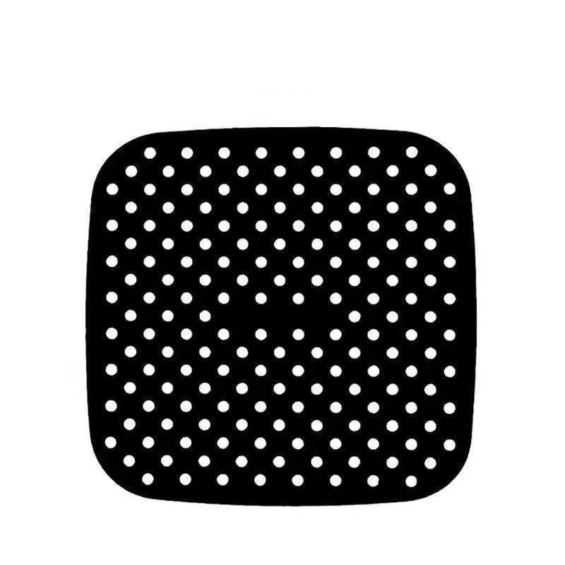Non-Stick Silicone Air Fryer Liner Steamer Pad Baking Inner Liner Cooking Mat Kitchen Utensils Accessories Eco-friendly Cookware: 8.5inch-Square-Black