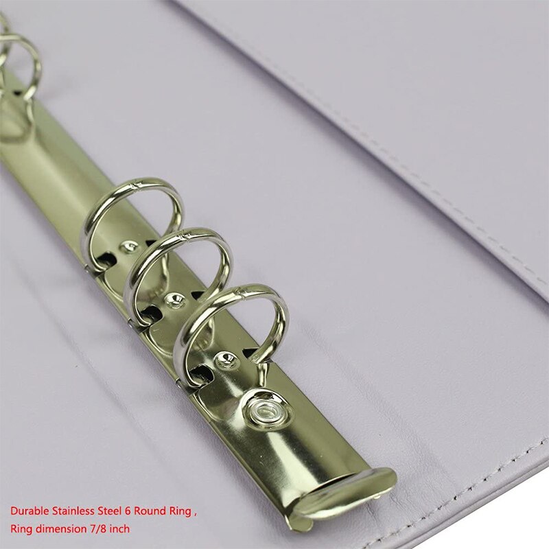 A5 PU Leather Notebook Binder,Refillable 6 Round Ring Binder Cover for A5 Filler Paper, Binder with netic Buckle