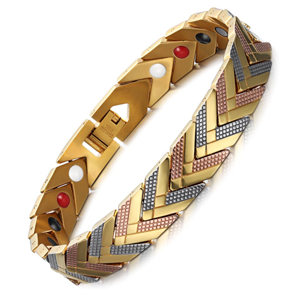 Goldene magnetarmbänder für damen, 4 in-in -1- kombination aus Germanium für gesundheit, bioenergie und heilwirkung, schmuck für frauen mit Arthritis