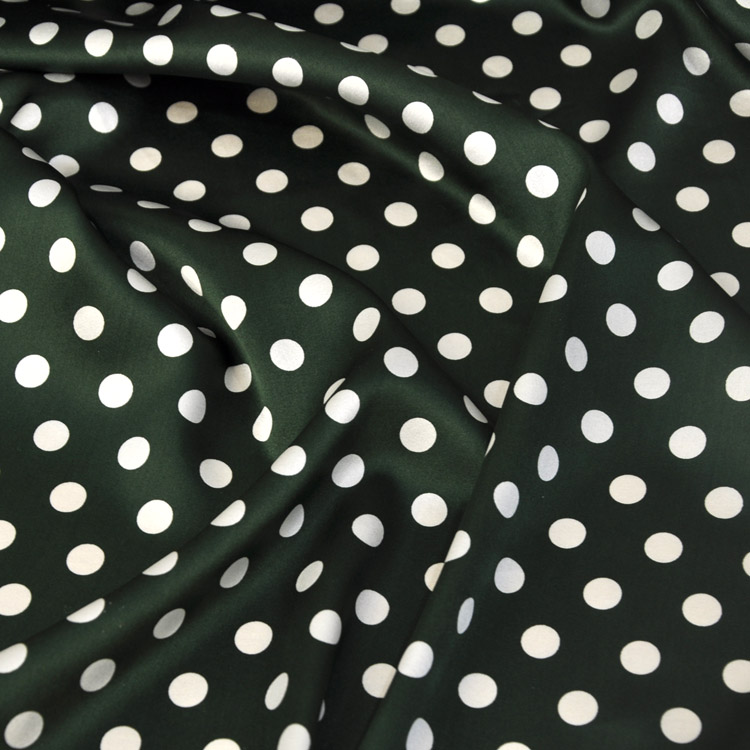 Bred 42.5 "høj kvalitet polka dot silke stretch satin stof skjorte kjole materiale: Grøn