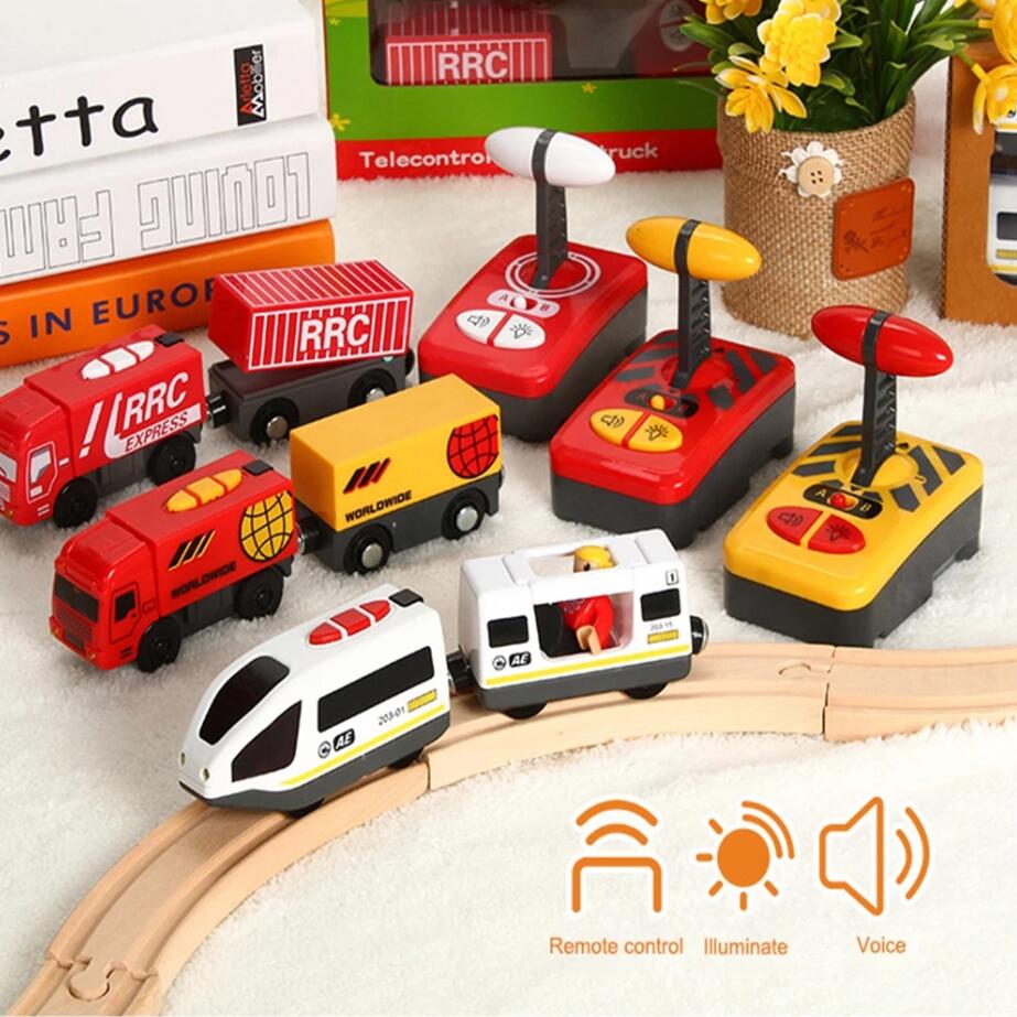 Afstandsbediening Rc Trein Set Kleine Houten Trein Speelgoed Accessoires Compatibel Met Houten Track Set Railway