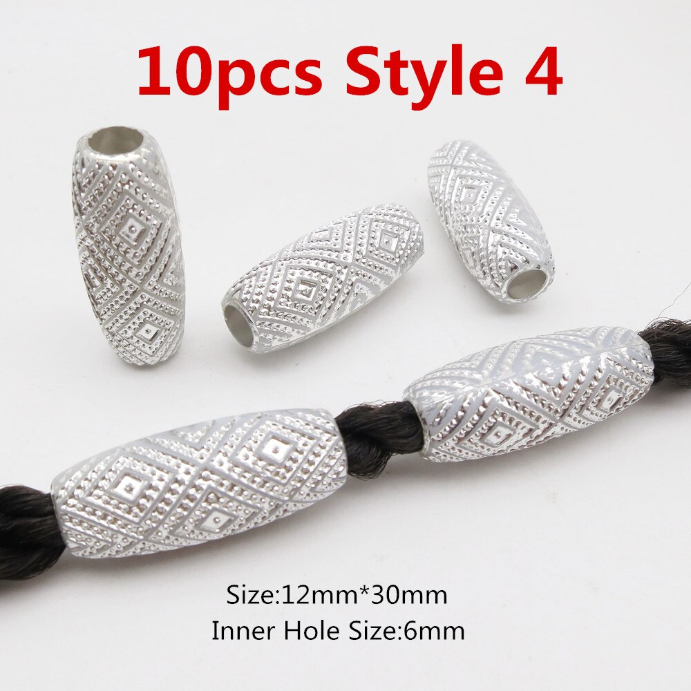 10 stk hår smykker flet ringe dekorationsvedhæng dreadlocks skæg perler ringe imiteret træ plastik perler tilbehør: 10 stk stil 4