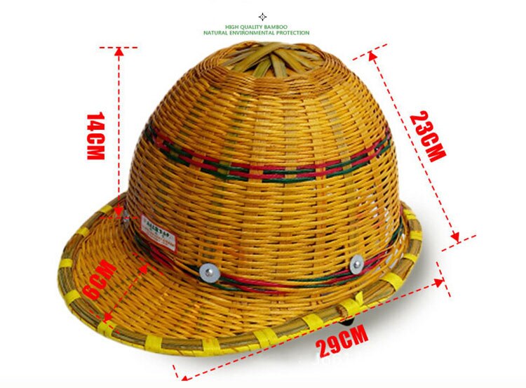 Bamboo Hat Helmet Summer Breathable Safety Helmets With Steel Plate Inner Shell Hard Cap For Working Workers Protection