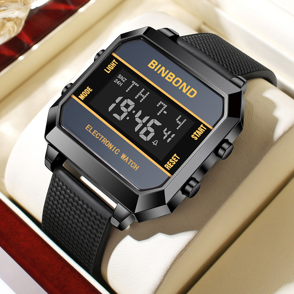 Outdoor Sport Electronic Watch Men Multifunction Watches Alarm Clock Chrono Waterproof LED Digital Double Time Watch: Black