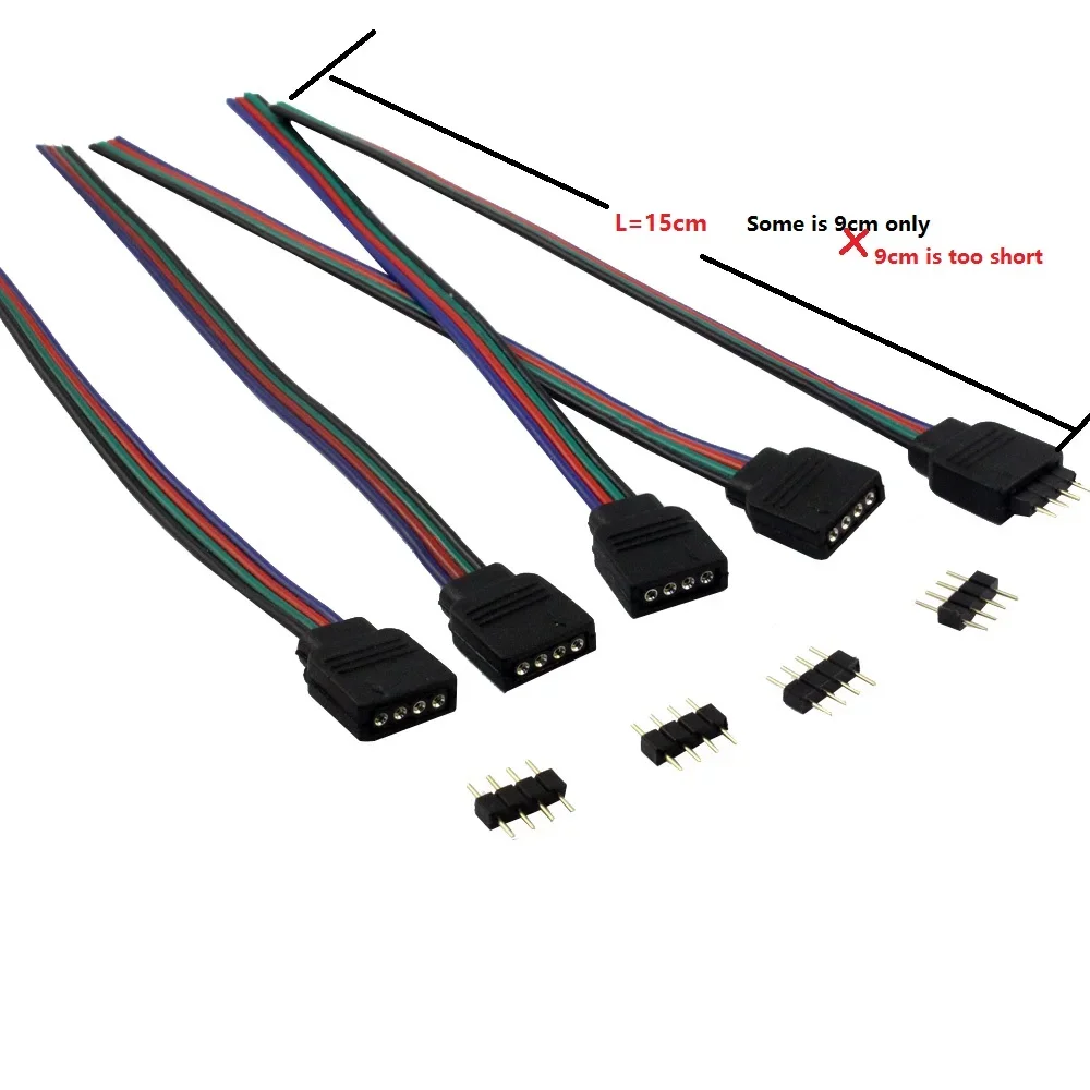 5 stks 15 CM 4Pin Connector Kabel Man Vrouw Geen Behoefte Solderen Quick Draad voor 4PIN 10 MM RGB COB SMD LED Strip Licht naar Controller